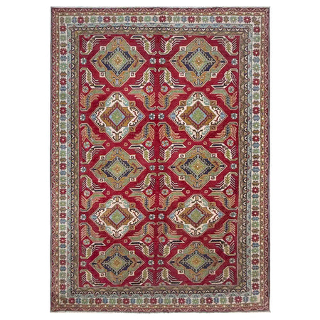 Kazak Rug Handmade Red Medallion 7x10 ft