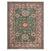 Kazak Rug Handmade Green Medallion 7x10 ft