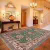 Kazak Rug Handmade Green Medallion 7x10 ft