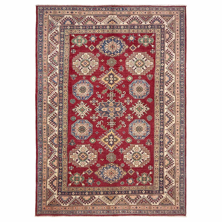 Kazak Rug Handmade Red Medallion 7x10 ft