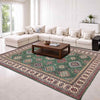 Kazak Rug Handmade Green Medallion 7x10 ft