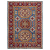 Kazak Rug Handmade Blue Medallion 4x6 ft