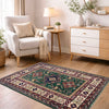Kazak Rug Handmade Green Medallion 3x5 ft