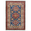 Kazak Rug Handmade Blue Medallion 2x4 ft