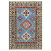 Kazak Rug Handmade Blue Medallion 2x4 ft