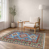 Kazak Rug Handmade Blue Medallion 2x4 ft