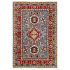 Kazak Rug Handmade Blue Medallion 2x4 ft