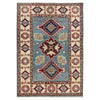 Kazak Rug Handmade Blue Medallion 2x4 ft