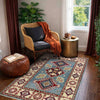 Kazak Rug Handmade Blue Medallion 2x4 ft