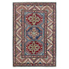 Kazak Rug Handmade Blue Medallion 2x4 ft
