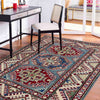 Kazak Rug Handmade Blue Medallion 2x4 ft