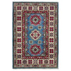 Kazak Rug Handmade Blue Medallion 2x4 ft