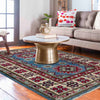 Kazak Rug Handmade Blue Medallion 2x4 ft
