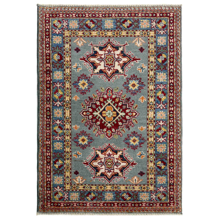 Kazak Rug Handmade Gray Medallion 2x4 ft