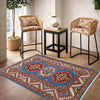Kazak Rug Handmade Blue Medallion 2x4 ft