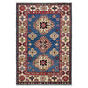 Kazak Rug Handmade Blue Medallion 2x4 ft