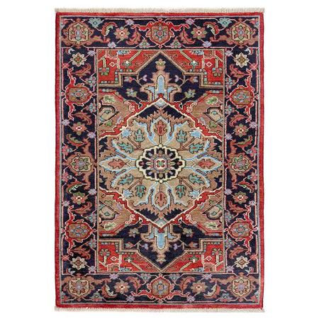 Heriz Area Rug Handmade Multi Medallion 2x4 ft