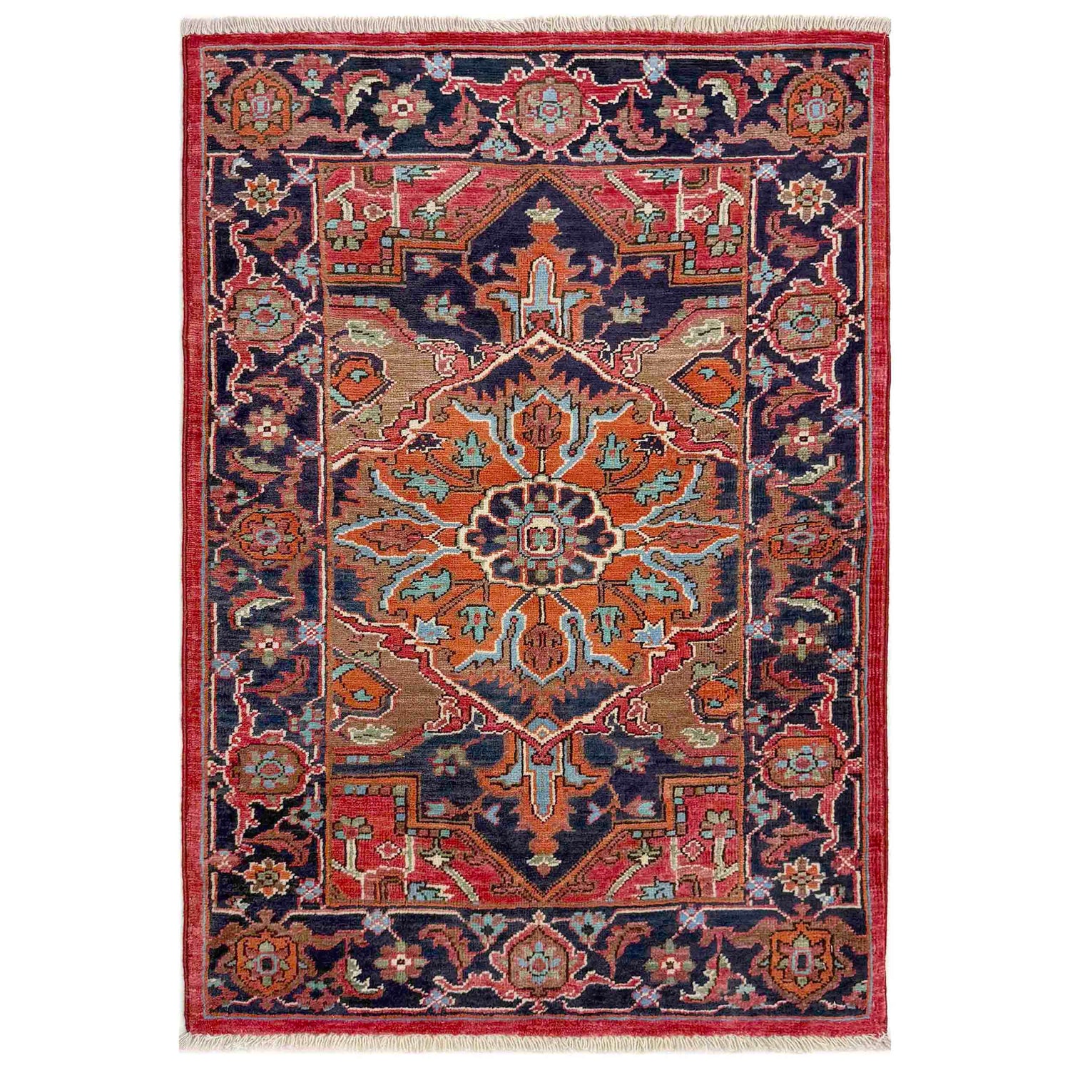 Heriz Area Rug Handmade Multi Medallion 2x4 ft