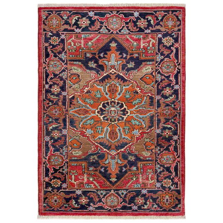 Heriz Area Rug Handmade Multi Medallion 2x4 ft