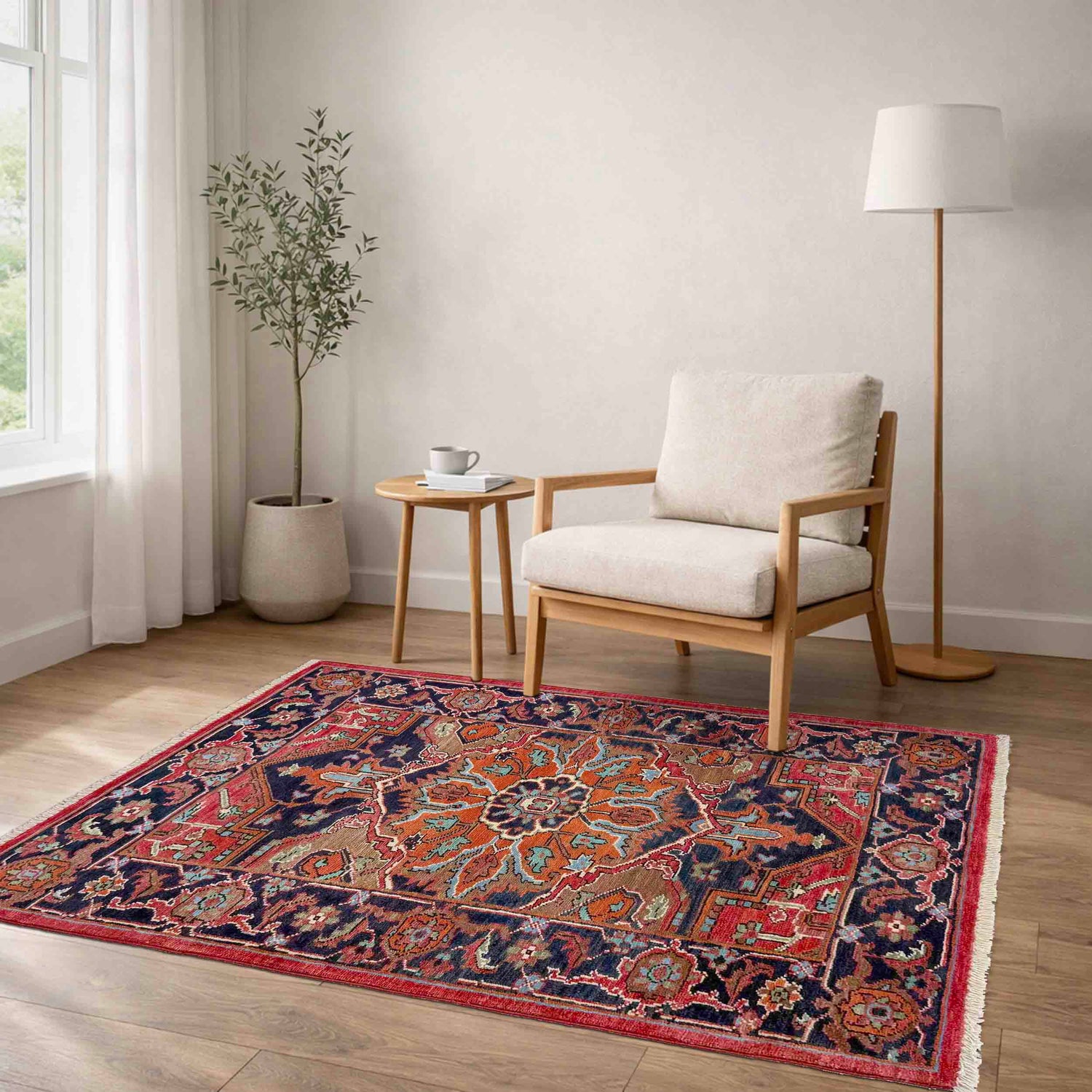 Heriz Area Rug Handmade Multi Medallion 2x4 ft