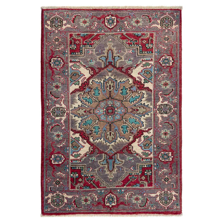 Heriz Area Rug Handmade Multi Medallion 2x4 ft