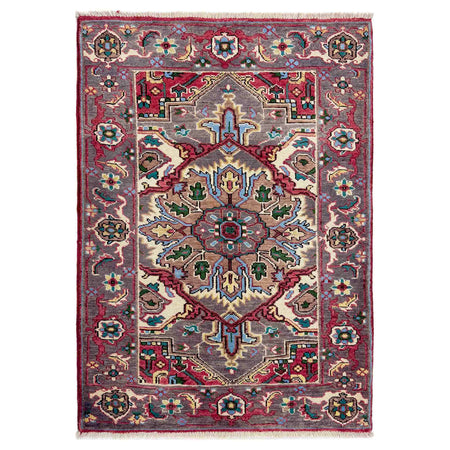 Heriz Area Rug Handmade Multi Medallion 2x4 ft