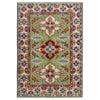 Kazak Rug Handmade Green Medallion 3x5 ft
