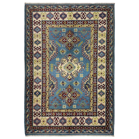 Kazak Rug Handmade Blue Medallion 3x5 ft