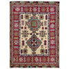 Kazak Rug Handmade Beige Medallion 3x5 ft