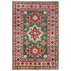 Kazak Rug Handmade Green Medallion 3x5 ft