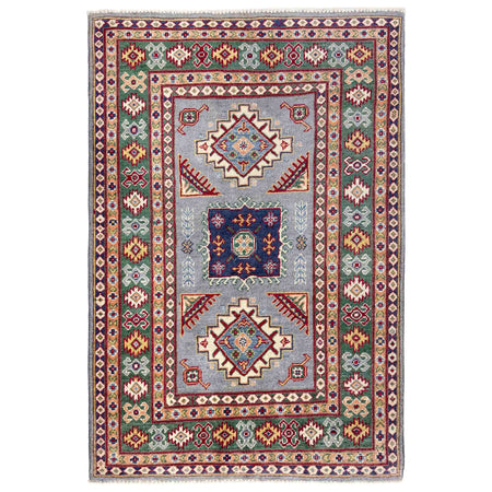 Kazak Rug Handmade Blue Medallion 3x5 ft