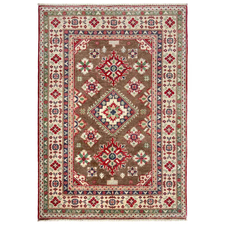 Kazak Rug Handmade Brown Medallion 3x5 ft