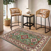 Kazak Rug Handmade Green Medallion 3x5 ft