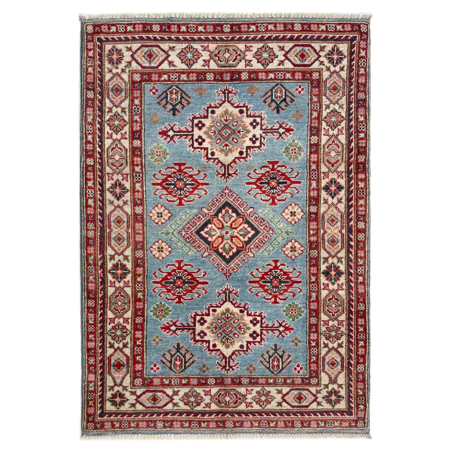 Kazak Rug Handmade Blue Medallion 3x5 ft