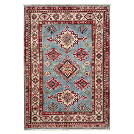 Kazak Rug Handmade Blue Medallion 3x5 ft