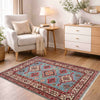 Kazak Rug Handmade Blue Medallion 3x5 ft