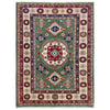 Kazak Rug Handmade Green Medallion 3x5 ft