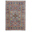 Kazak Rug Handmade Gray Medallion 3x5 ft