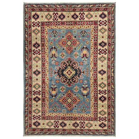 Kazak Rug Handmade Blue Medallion 3x5 ft