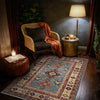 Kazak Rug Handmade Blue Medallion 3x5 ft