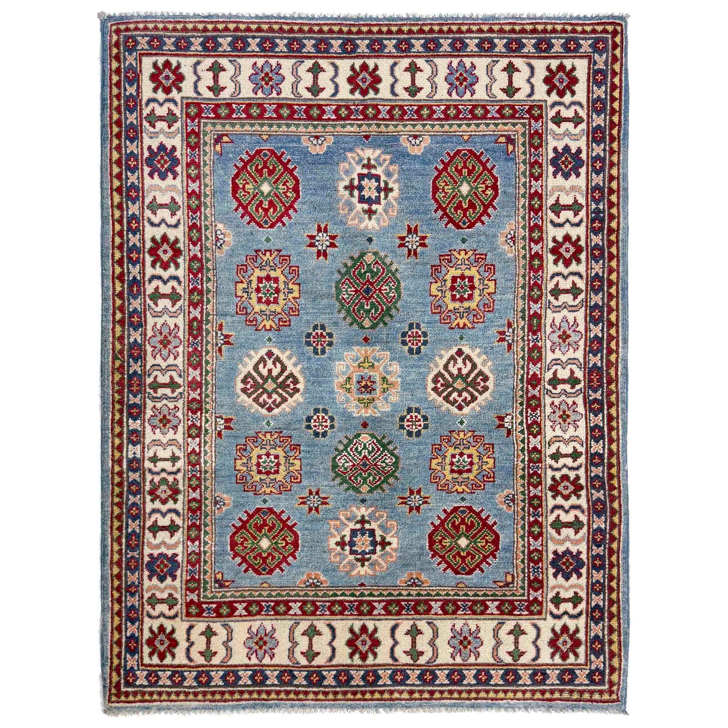 Kazak Rug Handmade Blue Medallion 3x5 ft