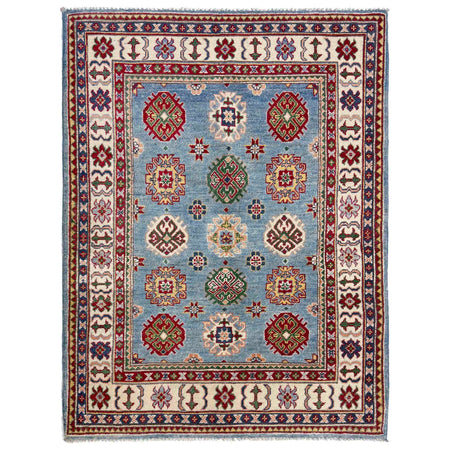 Kazak Rug Handmade Blue Medallion 3x5 ft
