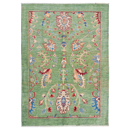 Sultani Area Rug Handmade Green Floral 3x5 ft