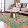Sultani Area Rug Handmade Green Floral 3x5 ft