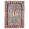 Kazak Rug Handmade Blue Medallion 3x5 ft
