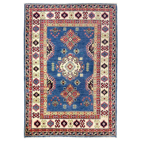 Kazak Rug Handmade Blue Medallion 3x5 ft