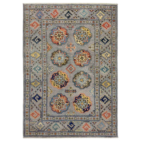 Waziri Area Rug Handmade Gray Medallion 3x5 ft