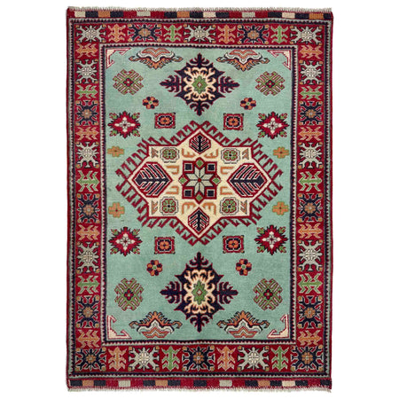 Kazak Rug Handmade Blue Medallion 3x5 ft