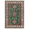 Kazak Rug Handmade Green Medallion 3x5 ft