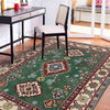 Kazak Rug Handmade Green Medallion 3x5 ft